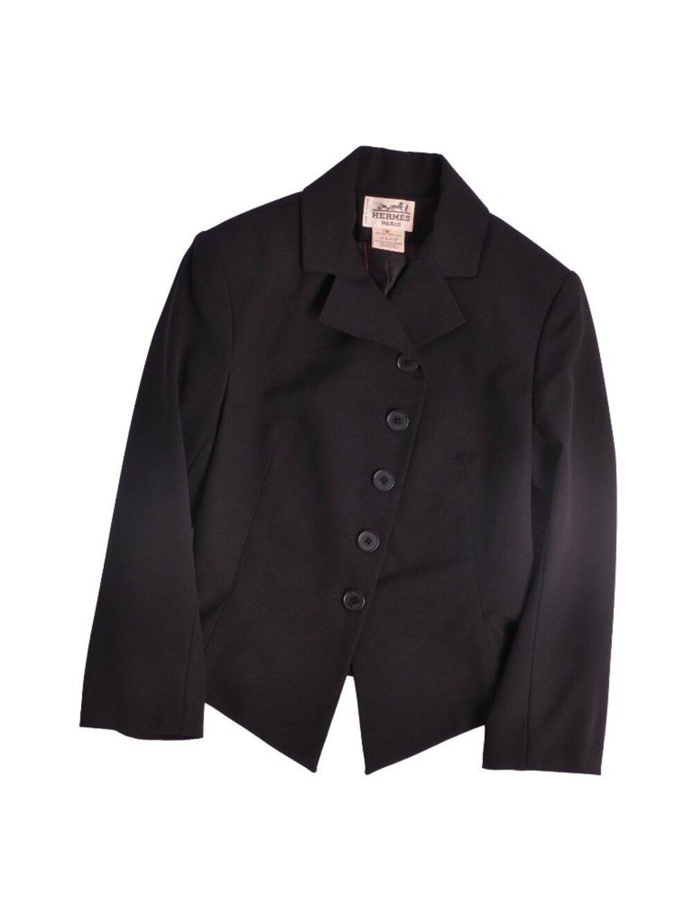 Hermes Vintage Tailored Jacket Long Sleeve Wool Black 36